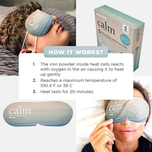 Popmask Calm Self Warming Steam Eye Mask Compress - Calming Eye Mask for Headache Relief, Dry Eyes, Puffy Eyes, and to Help You Sleep - 5 Pack in Saudi Arabia