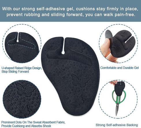 Gel Metatarsal Pads for Thong Sandals Flip-Flops, 3 Pairs Self-Adhesive Forefoot Pads, Anti-Slip Ball of Foot Cushion Insoles for Women and Men, All Day Pain Relief (Beige) in Kuwait