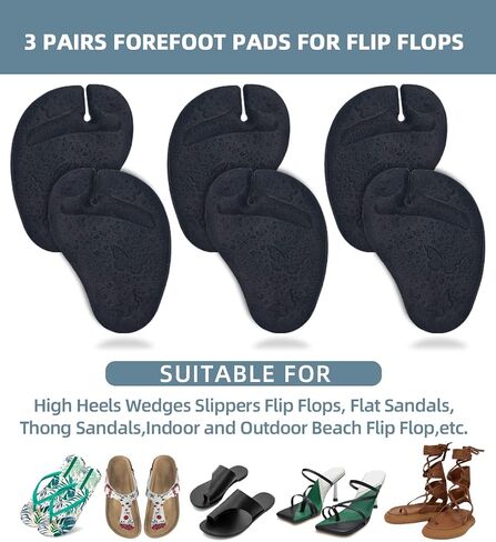 Gel Metatarsal Pads for Thong Sandals Flip-Flops, 3 Pairs Self-Adhesive Forefoot Pads, Anti-Slip Ball of Foot Cushion Insoles for Women and Men, All Day Pain Relief (Beige) in Kuwait
