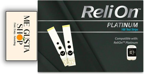 شرائط اختبار نسبة الجلوكوز في الدم البلاتينية من ريلاون، 100 قطعة (عبوة من 01) 100 ملصق إجمالي + ملصقات Me Gustas in Kuwait