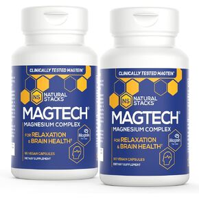 مكدسات طبيعية MagTech المغنيسيوم مسحوق مشروب عصير الليمون - Magtein Magnesium L-Threonate للذاكرة - جليسينات للنوم - تورات للتشنجات - 100٪ مغنيسيوم مخلبي - 20 حصة in Kuwait