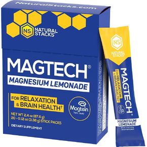 Natural Stacks MagTech Magnesium Supplement - Chelated Magnesium Complex - 3 Forms of Magnesium: Magtein Magnesium L-Threonate, Glycinate & Taurate - Supports Relaxation & Brain Health, 45 Capsules