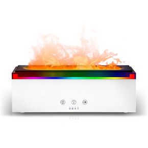 Essential Oil Diffuser, Upgraded Ultrasonic Cool Mist Aromatherapy Diffuser with 17 Ambient Lights& 4 Timer Touchscreen Button Flame Oil Air Diffusers Essential Oils for Large Room Home-White in Saudi Arabia