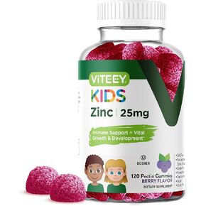 علكات الزنك للأطفال 25 ملجم - معزز لدعم المناعة - مُصممة للأطفال - مكملات فيتامين الزنك الطبيعية القوية المضادة للأكسدة - خالية من الغلوتين، خالية من الجيلاتين، خالية من الكائنات المعدلة وراثيًا - علكة بنكهة التوت القابلة للمضغ in Kuwait