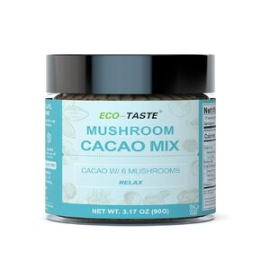 ECO-TASTE Mushroom Cacao Mix, Mushroom Extract 1000mg, Vegan & Gluten-Free Coffee Alternative, 3.17oz (90g)