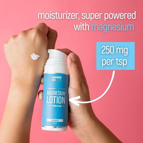 Magnesium Lotion – Super Concentrated – Made with Aloe and Shea – For Leg Cramps, Sore Muscles & Joints, Rejuvenation – Safe for Kids, Made in the USA (Chamomile & Lavender) in Saudi Arabia