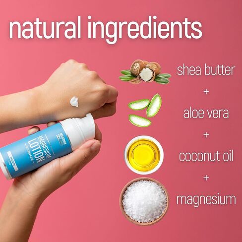 Magnesium Lotion – Super Concentrated – Made with Aloe and Shea – For Leg Cramps, Sore Muscles & Joints, Rejuvenation – Safe for Kids, Made in the USA (Chamomile & Lavender) in Saudi Arabia