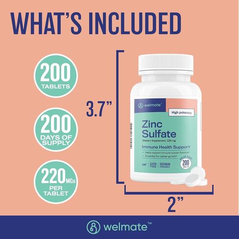 Zinc Sulfate 220 mg 100 Count Capsules | Dietary Supplement in Kuwait