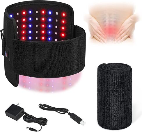 حزام علاج بالضوء الاحمر من ال بي اس ايه اف بي مع ضوء ازرق 415 نانومتر بالاشعة تحت الحمراء 660 نانومتر و850 نانومتر، حزام علاج مرن قابل للارتداء لتخفيف الام المفاصل والكتف والظهر وتخفيف الام العضلات in Kuwait
