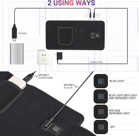 حزام علاج بالضوء الاحمر من ال بي اس ايه اف بي مع ضوء ازرق 415 نانومتر بالاشعة تحت الحمراء 660 نانومتر و850 نانومتر، حزام علاج مرن قابل للارتداء لتخفيف الام المفاصل والكتف والظهر وتخفيف الام العضلات in Kuwait