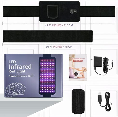 حزام علاج بالضوء الاحمر من ال بي اس ايه اف بي مع ضوء ازرق 415 نانومتر بالاشعة تحت الحمراء 660 نانومتر و850 نانومتر، حزام علاج مرن قابل للارتداء لتخفيف الام المفاصل والكتف والظهر وتخفيف الام العضلات in Kuwait