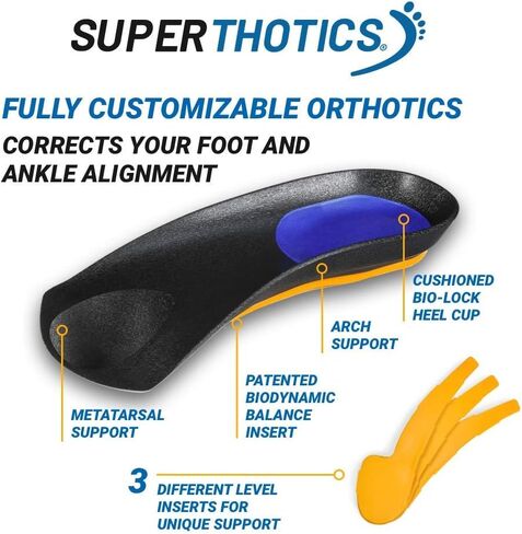 Superthotics Customizable Orthotic Inserts Arch Support Shoe Insoles for Men & Women, Align The Body to Relieve Plantar Fasciitis, Foot, Hip, Knee & Back Pain. in Kuwait