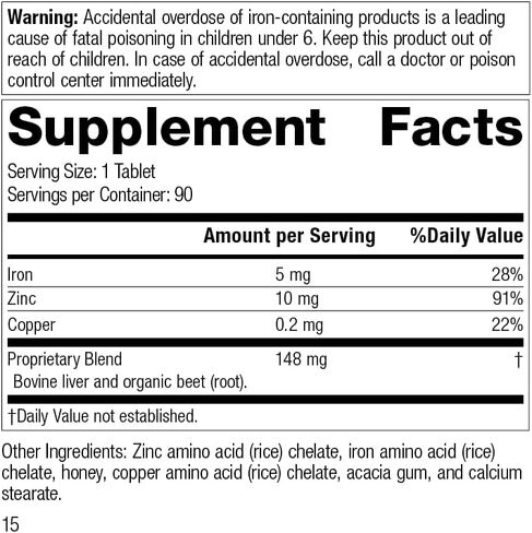 Standard Process Zinc Complex - Immune Support, Thyroid Support, Cognitive Health, and Blood Health Support with Iron, Zinc, and Copper - 90 Tablets in Saudi Arabia