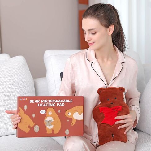 Heating Pads for Cramps,13" x 8" Microwave Heating Pad,Period Heating Pad for Cramps,Bear Plush with Removable Lavender Scented Heating Pad,How to Be A Bear in Saudi Arabia