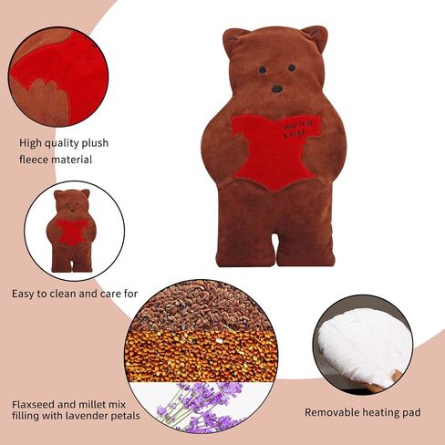 Heating Pads for Cramps,13" x 8" Microwave Heating Pad,Period Heating Pad for Cramps,Bear Plush with Removable Lavender Scented Heating Pad,How to Be A Bear in Saudi Arabia