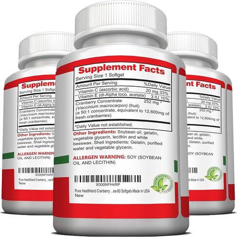 Non GMO Cranberry Concentrate Supplement Pills for Urinary Tract Infection UTI. Equals 12600mg Cranberries. Triple Strength for Men and Women, Easy to Swallow Softgels 1 Bottle in Saudi Arabia