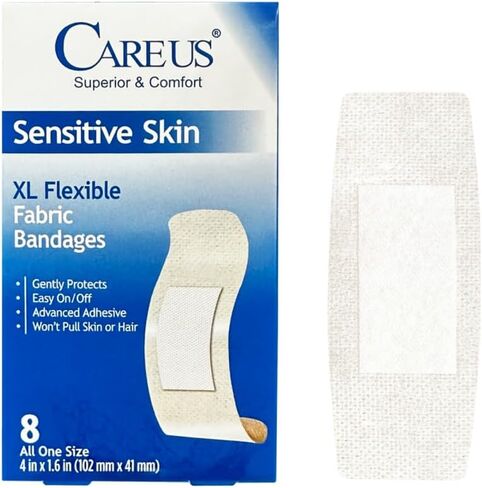 2024 New Model CareUs Painless Bandages for Sensitive and Elderly Skin - XL Flexible Fabric, Max Hold Silicone Adhesive, Latex-Free, Breathable & Absorbent - 32-Count Pack (8ct x 4)_CS25 in Saudi Arabia