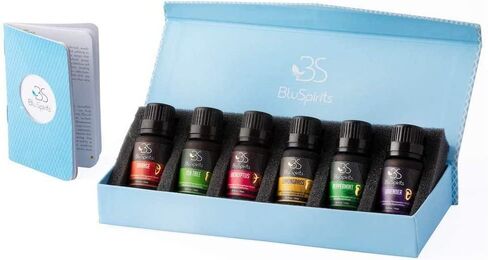 مجموعة الزيوت العطرية - بلوسبيريتس 6 قطع خلطات عضوية للناشرين، العلاجية، العلاج العطري، المرطبات، العناية المنزلية، هدايا العطور - النعناع، ​​شجرة الشاي، الخزامى، الأوكالبتوس، عشبة الليمون، البرتقال in Kuwait