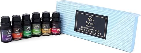 مجموعة الزيوت العطرية - بلوسبيريتس 6 قطع خلطات عضوية للناشرين، العلاجية، العلاج العطري، المرطبات، العناية المنزلية، هدايا العطور - النعناع، ​​شجرة الشاي، الخزامى، الأوكالبتوس، عشبة الليمون، البرتقال in Kuwait