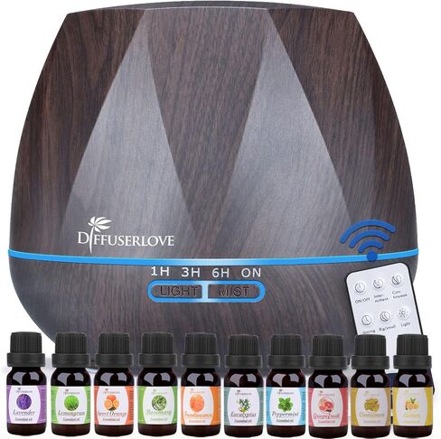 Diffuserlove Essential Oil Diffuser 550ml Diffuser Cool Mist Humidifiers Set Aromatherapy Diffusers Auto Shut-Off for Home Yoga Office Kitchen in Kuwait