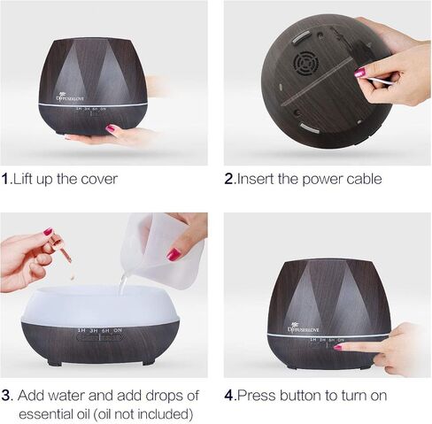 Diffuserlove Essential Oil Diffuser 550ml Diffuser Cool Mist Humidifiers Set Aromatherapy Diffusers Auto Shut-Off for Home Yoga Office Kitchen in Kuwait