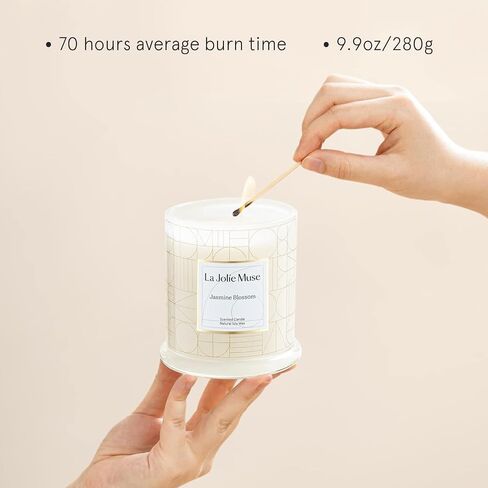 LA JOLIE MUSE Scented Candle, Fresh Linen Candle, Luxury Candle Gift with Gift Box, Aesthetic Candle for Aromatherapy, 70 Hours Burning Time, Natural Soy Candle, House Warming Gift for Women & Men in Kuwait