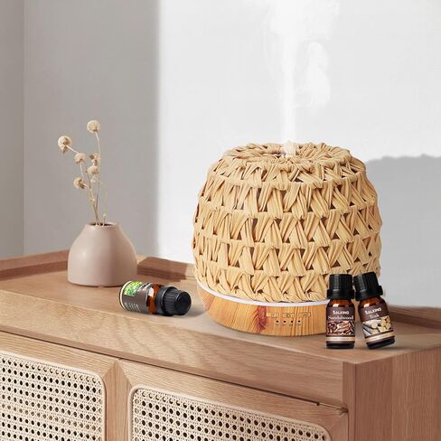 500ml Essential Oil Diffuser, Woven Rattan Diffusers for Essential Oils, Aromatherapy Diffuser for Large Room, Gift for Women in Kuwait