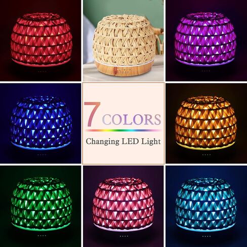 500ml Essential Oil Diffuser, Woven Rattan Diffusers for Essential Oils, Aromatherapy Diffuser for Large Room, Gift for Women in Kuwait