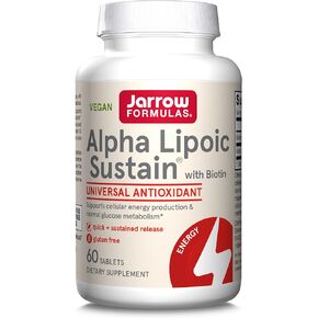 جارو فورمولاز ألفا ليبويك مستدام مع البيوتين، مكمل غذائي لمضادات الأكسدة، إنتاج الطاقة الخلوية ودعم استقلاب الجلوكوز الطبيعي، 120 قرصًا، كمية تكفي 60-120 يومًا in Kuwait