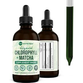 360 Nutrition Matcha Chlorophyll Liquid Drops with L-Theanine, Gluten Free & Vegan Internal Deodorant Supplement, Supports Gut Health, Digestion, Energy, Radiant Skin, Fast Absorption, 60 Servings in Kuwait