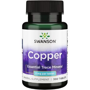 Swanson Copper Mineral Supplement - 2 mg (Copper Chelate) - Antioxidant, Immune System, and Cell Support - 300 Tablets