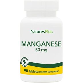NaturesPlus المنغنيز الأحماض الأمينية - 50 ملغ، 90 قرص نباتي - مكمل معدني أساسي عالي الفعالية، يدعم صحة العظام والغضاريف - خالي من الغلوتين - 90 وجبة in Kuwait