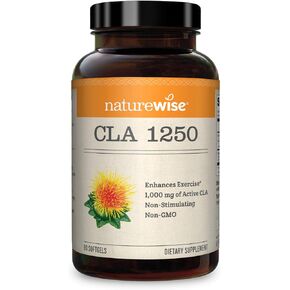 NatureWise CLA 1250 - CLA Supplement with Conjugated Linoleic Acid for Women and Men, Non-Stimulating CLA, Supports Healthy Weight, Fitness Goals - non-GMO, Gluten Free - 90 Softgels[1-Month Supply]