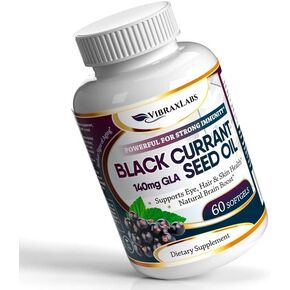 زيت الكشمش الأسود من فيبراكسلابس 1000 مجم - خالٍ من الهكسان - مضاد أكسدة طبيعي مضاد للشيخوخة مع تركيبة GLA عالية - يدعم صحة الشعر والبشرة والمفاصل والعين - مكمل هلامي ناعم ممتاز من زيت بذور الكشمش الأسود in Kuwait