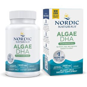 Nordic Naturals Algae DHA - 60 Soft Gels - 500 mg Omega-3 DHA - Certified Vegan Algae Oil - Plant-Based DHA - Brain, Eye & Nervous System Support - Non-GMO - 30 Servings in Saudi Arabia