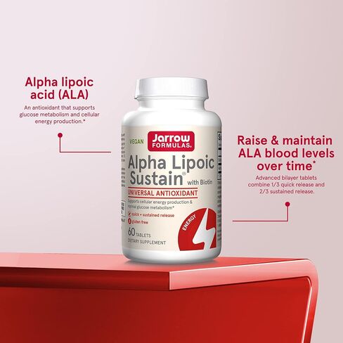 جارو فورمولاز ألفا ليبويك مستدام مع البيوتين، مكمل غذائي لمضادات الأكسدة، إنتاج الطاقة الخلوية ودعم استقلاب الجلوكوز الطبيعي، 120 قرصًا، كمية تكفي 60-120 يومًا in Kuwait