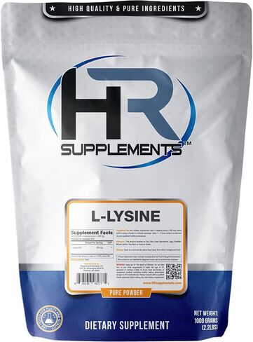 HR Supplements L-Lysine Powder, 1 Kilogram (2.2 Lbs), Unflavored, Lab-Tested, Scoop Included in Saudi Arabia