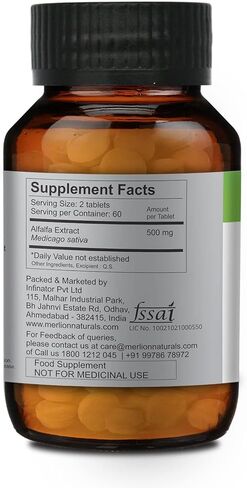 MERLION NATURALS Alfalfa Tablets Medicago Sativa | 500mg (120 Tablets) in Kuwait