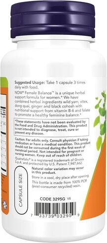 NOW Supplements, Female Balance™ with Wild Yam, Vitex, Dong Quai, GLA, Vitamin B-6 and Folate, 90 Capsules in Saudi Arabia