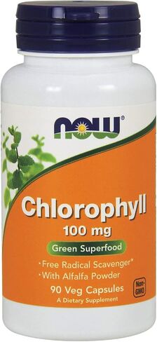 NOW Supplements, Chlorophyll 100 mg with Alfalfa Powder, Green Superfood, 90 Veg Capsules in Saudi Arabia