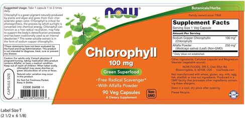 NOW Supplements, Chlorophyll 100 mg with Alfalfa Powder, Green Superfood, 90 Veg Capsules in Saudi Arabia