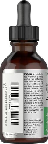 Mullein Leaf Tincture Drops | 2 fl oz | Alcohol Free Liquid Extract | Vegetarian, Non-GMO & Gluten Free Herbal Supplement | by Horbaach in Saudi Arabia