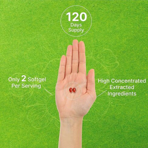 فيتامينات إيجلشاين زيت زهرة الربيع المسائية 1300 مجم | 240 كبسولة هلامية صغيرة، بمستخلص الكوهوش الأسود، دعم 2 في 1 | معصور على البارد، يحتفظ بنسبة 10% من GLA (حمض جاما لينولينيك)، غير معدّل وراثيًا in Kuwait