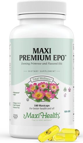 Organic Evening Primrose Oil Capsules 1500mg - EPO Gamma Linolenic Acid Supplement - Hormone Balance for Women - PMS & Hot Flashes Menopause Relief - GLA Hormonal Acne Supplements, 90 Count in Kuwait