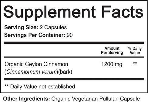 مكمل قرفة سيلان عضوي من NutriFlair 1200 مجم، 120 كبسولة - قرفة عضوية معتمدة من وزارة الزراعة الأمريكية - مسحوق قرفة خالي من الغلوتين وغير معدل وراثيًا وحبوب القرفة المضادة للأكسدة - يدعم استقلاب الجلوكوز in Kuwait