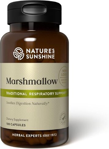 Nature's Sunshine Marshmallow، 100 كبسولة، موافق للشريعة اليهودية | يوفر جذر الخطمي بشكل طبيعي تأثيرات ملطفة على الجهاز الهضمي والجهاز التنفسي in Kuwait