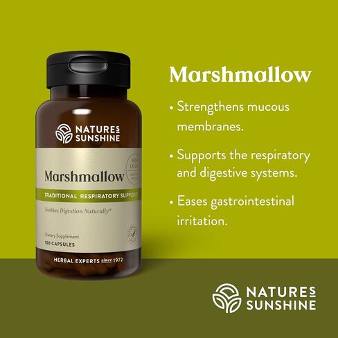 Nature's Sunshine Marshmallow، 100 كبسولة، موافق للشريعة اليهودية | يوفر جذر الخطمي بشكل طبيعي تأثيرات ملطفة على الجهاز الهضمي والجهاز التنفسي in Kuwait