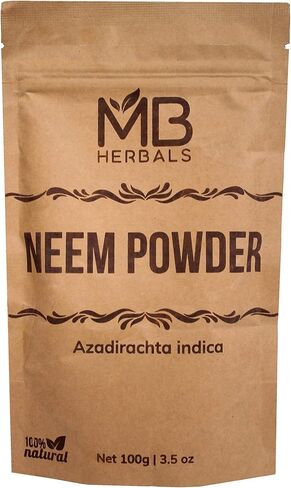 MB Herbals Pure Neem Leaf Powder 100 Gram / 3.5 oz | Azadirachta Indica | Wildcrafted Bitter Neem Supplement Skin Hair & Detox - Packaging May Vary in Saudi Arabia