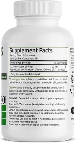 Bronson St. John's Wort 700 MG per Serving Hypericum Perforatum Supports a Positive Mood - Non-GMO, 90 Vegetarian Capsules in Saudi Arabia