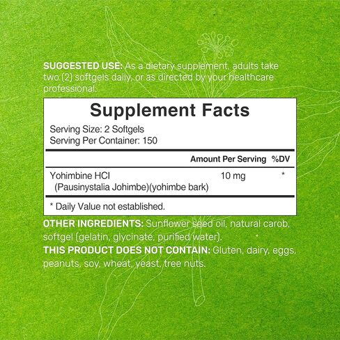 فيتامينات يوهيمبين HCL من ايجل شاين 10 ملجم، 300 كبسولة جيلاتينية، كمية تكفي 5 اشهر، مكملات يوهيمبين النباتية للطاقة والاداء والمزيد - خالية من الغلوتين وغير معدل وراثيا | سهلة البلع in Kuwait